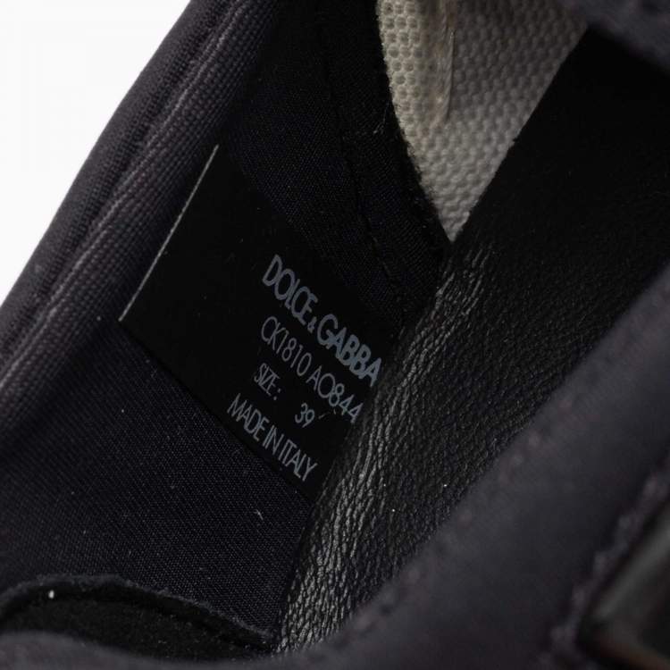 مملوكة مسبقًا Dolce & Gabbana White/Black Suede, Printed Canvas and Neoprene NS1 Low-Top Sneakers Size 39