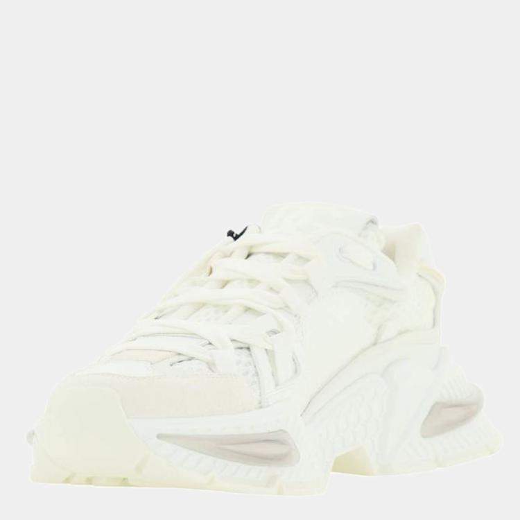 مملوكة مسبقًا Dolce & Gabbana White Mixed-material Airmaster Sneakers Size EU 36