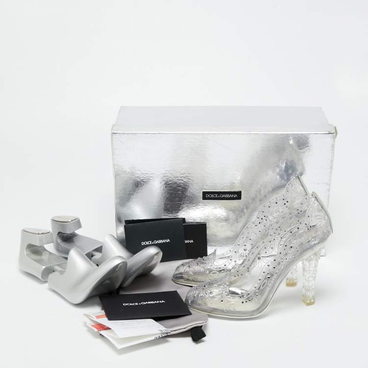 Pre Owned Dolce & Gabbana Transperate PVC Crystal Embellished Pumps Size 38