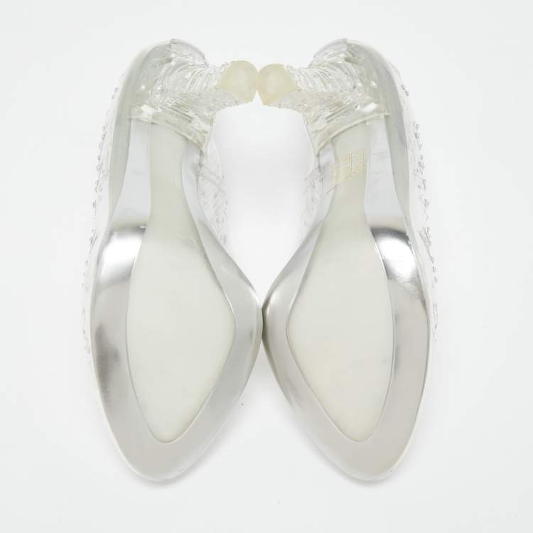 Pre Owned Dolce & Gabbana Transperate PVC Crystal Embellished Pumps Size 38
