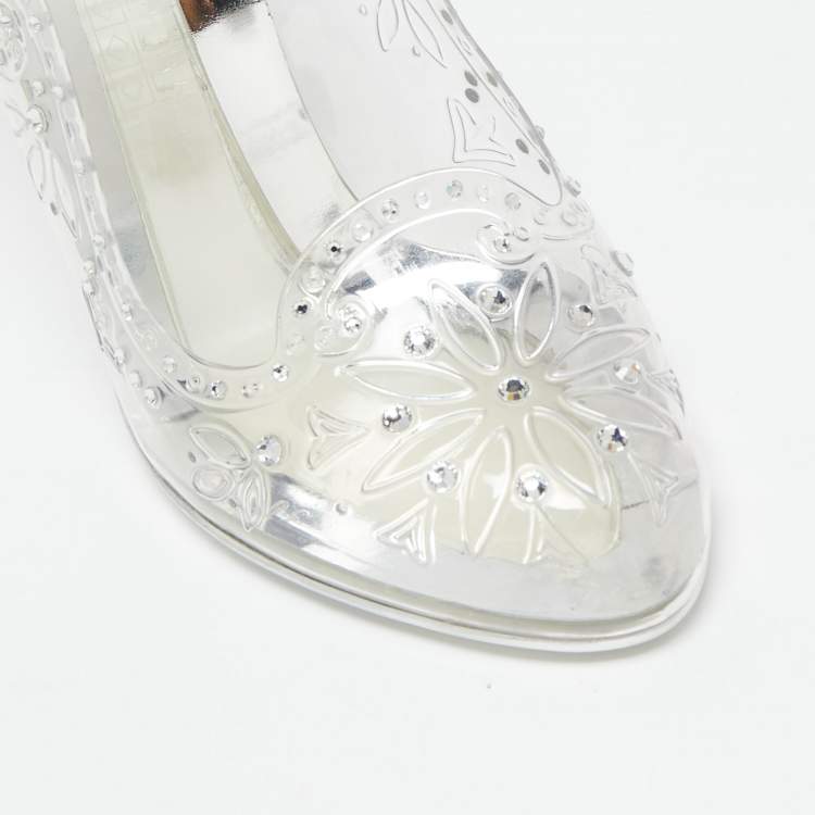 Pre Owned Dolce & Gabbana Transperate PVC Crystal Embellished Pumps Size 38