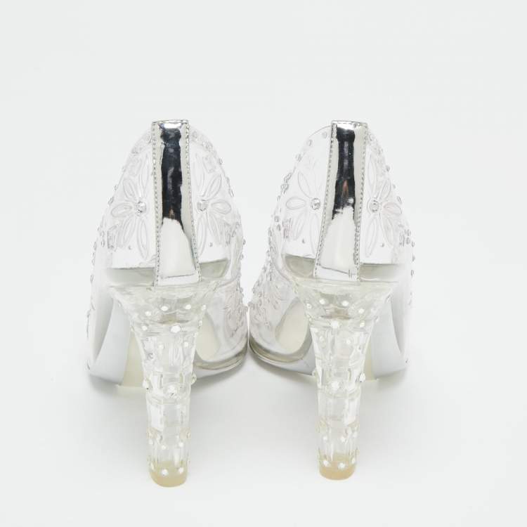 Pre Owned Dolce & Gabbana Transperate PVC Crystal Embellished Pumps Size 38