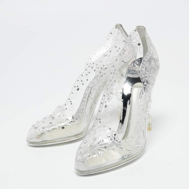 Pre Owned Dolce & Gabbana Transperate PVC Crystal Embellished Pumps Size 38