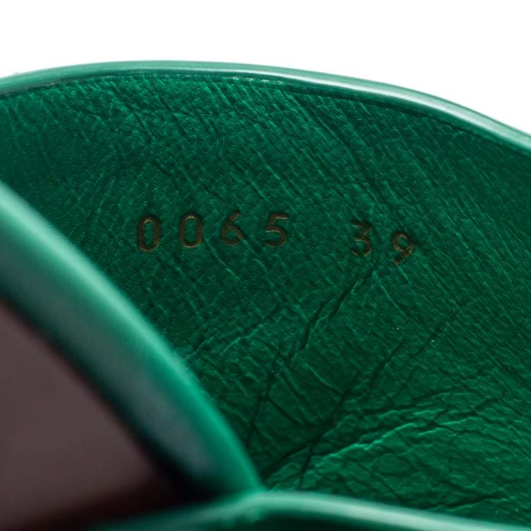 Pre Owned Dolce & Gabbana Green Patent Leather Brigitte Stud Detail Heeled Clog Sandals Size 39