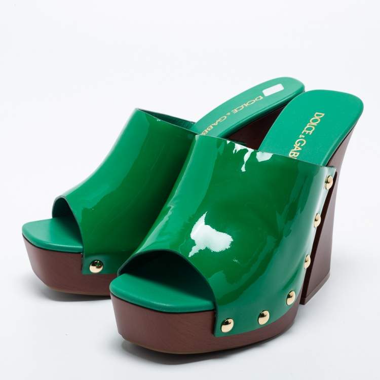 Brigitte Sandal, Floral Denim Leather Platform Heels
