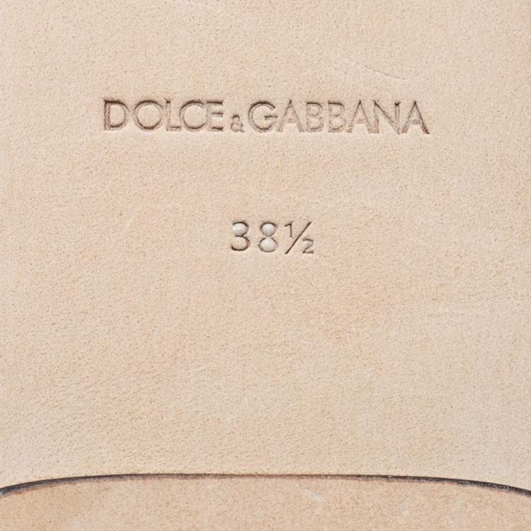 Pre Owned Dolce & Gabbana Dark Green Leather DG Millennials Flat Slides Size 38.5