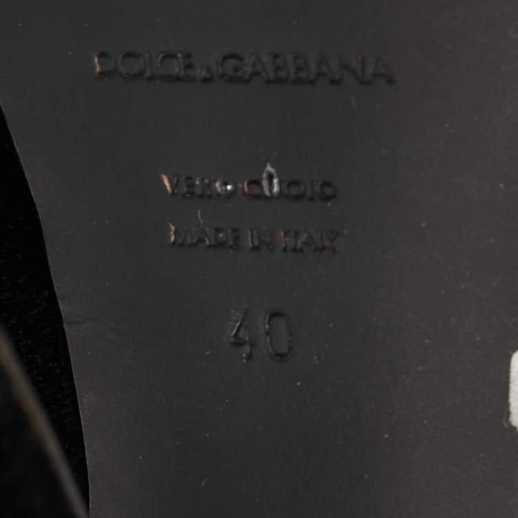 Pre Owned Dolce & Gabbana Black Velvet And Leather Platform Pumps Size 40
