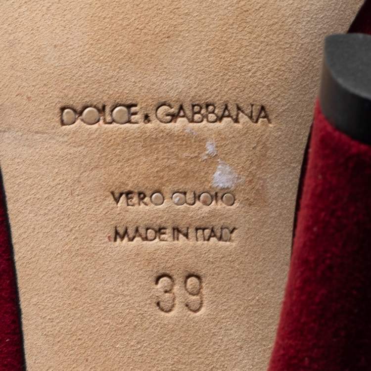 Pre Owned Dolce & Gabbana Burgundy Suede Round Toe Pumps Size 39