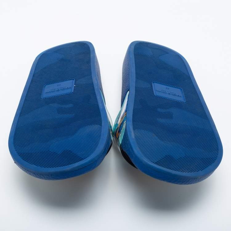 Pre Owned Dolce & Gabbana Tricolor Majolica Print Patent Leather Slides Size 39