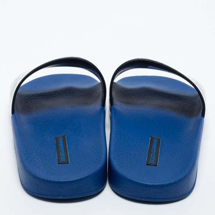 Pre Owned Dolce & Gabbana Tricolor Majolica Print Patent Leather Slides Size 39