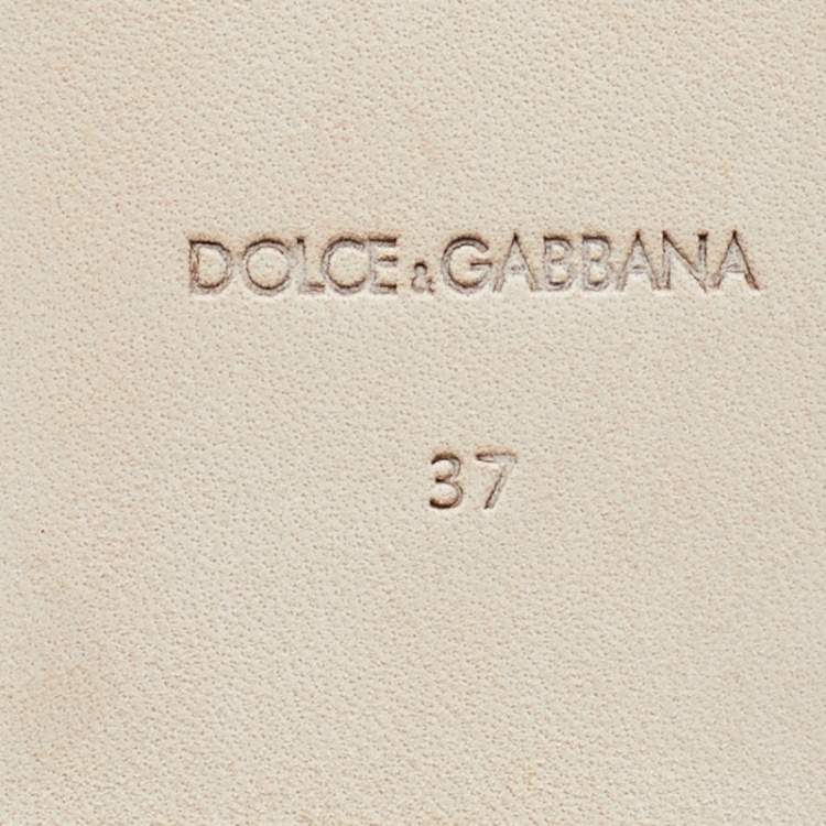 Pre Owned Dolce & Gabbana Red Leather Cut Out Flat Slides Size 37