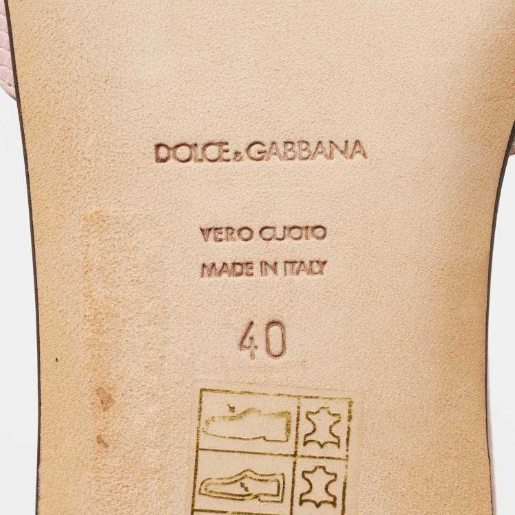 Pre Owned Dolce & Gabbana Pink Embossed Lizard Leather Crystal Embellished Flat Slides Size 40