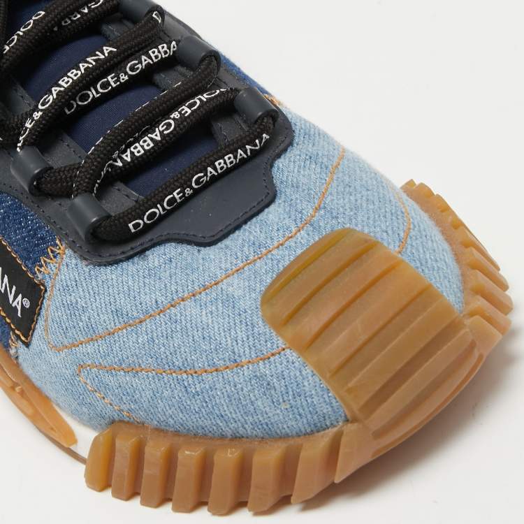 Pre Owned Dolce & Gabbana Two Tone Denim and Neoprene NS1 Sneakers Size 37.5   