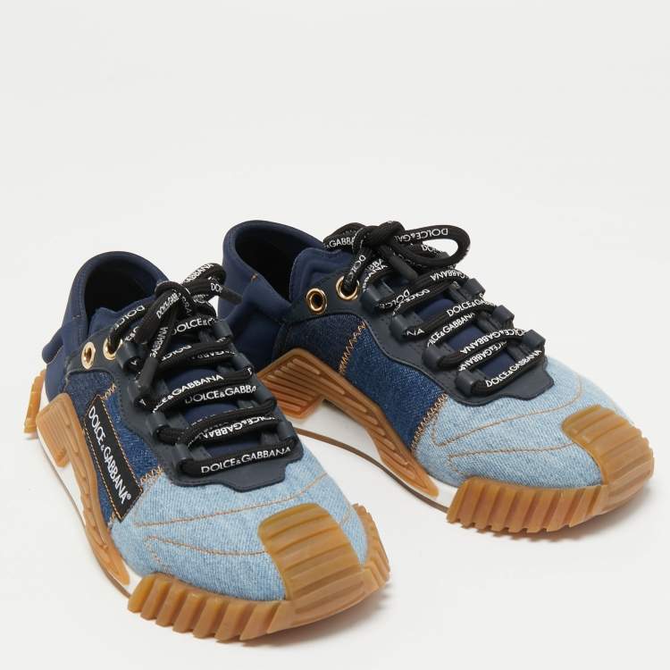 Pre Owned Dolce & Gabbana Two Tone Denim and Neoprene NS1 Sneakers Size 37.5   