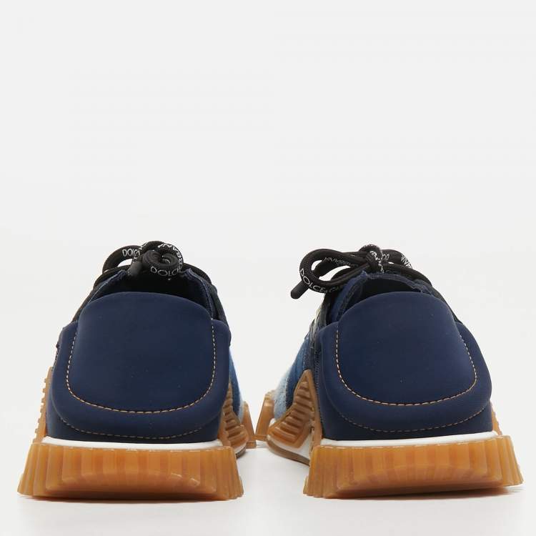 Pre Owned Dolce & Gabbana Two Tone Denim and Neoprene NS1 Sneakers Size 37.5   