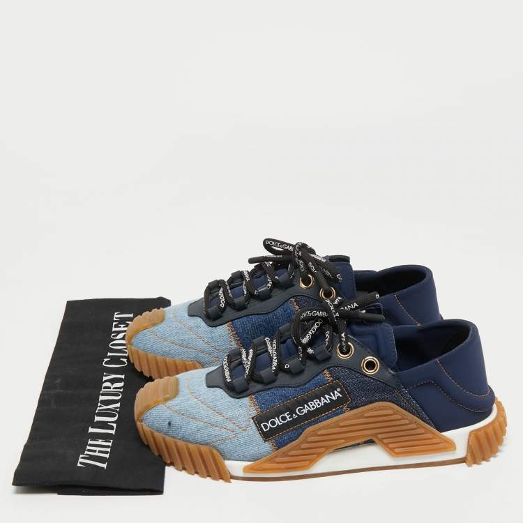 Pre Owned Dolce & Gabbana Two Tone Denim and Neoprene NS1 Sneakers Size 37.5   