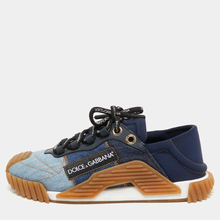 Pre Owned Dolce & Gabbana Two Tone Denim and Neoprene NS1 Sneakers Size 37.5   