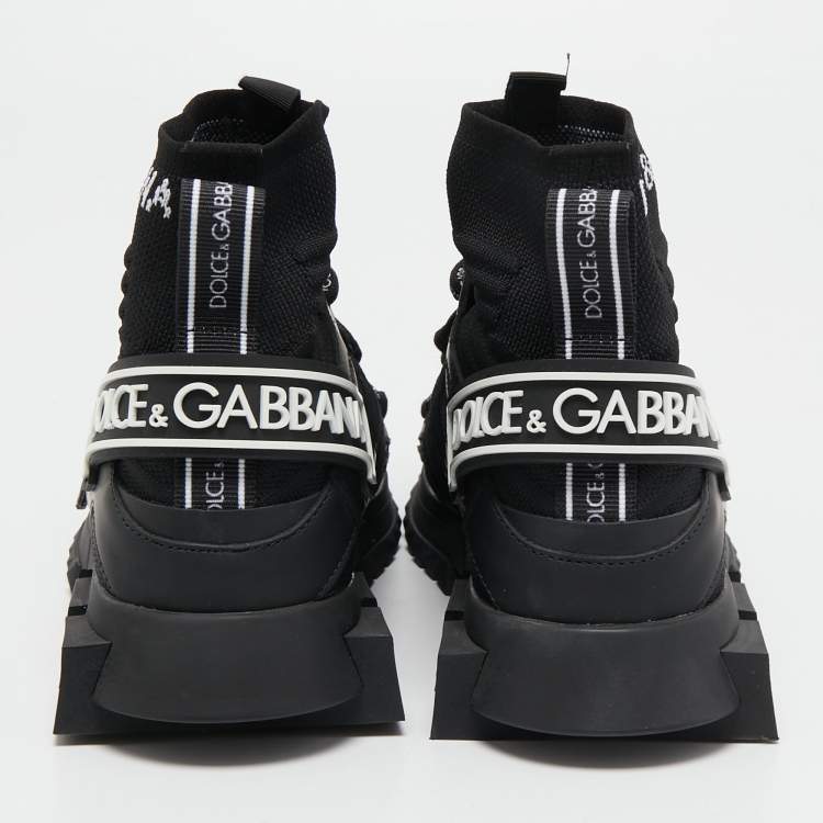 Pre Owned Dolce & Gabbana Black Suede and Leather Sorrento High Top Sneakers Size 38.5