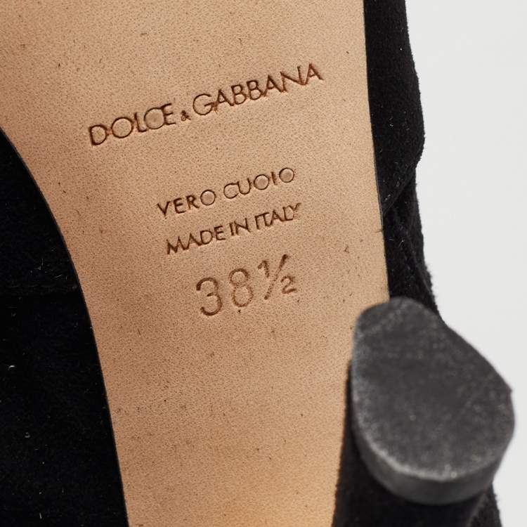 Pre Owned Dolce & Gabbana Black Suede Knee Length Boots Size 38.5