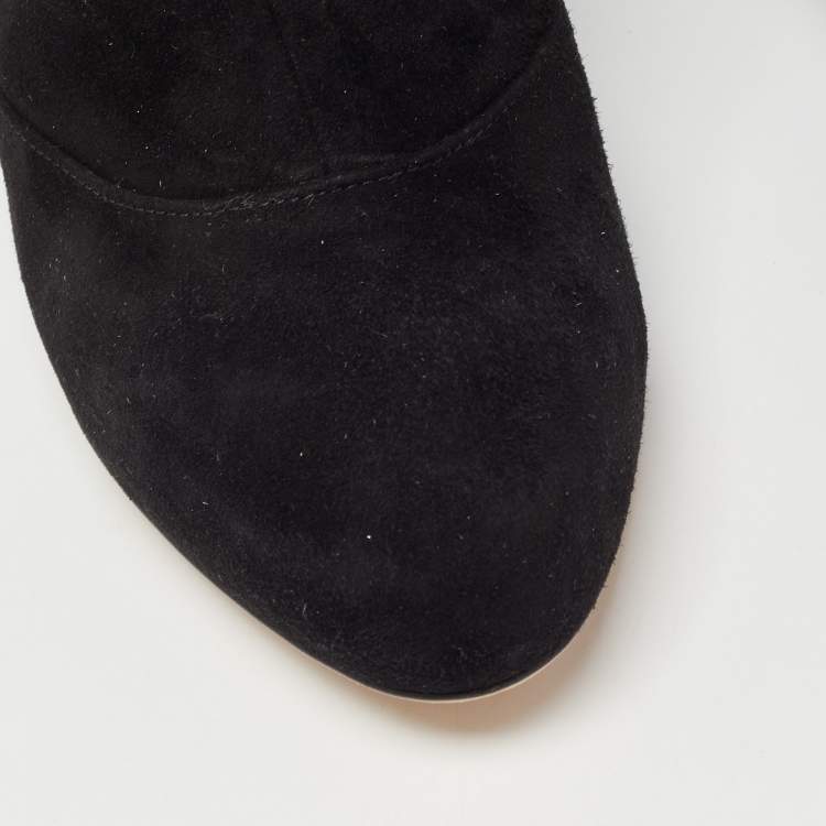 Pre Owned Dolce & Gabbana Black Suede Knee Length Boots Size 38.5