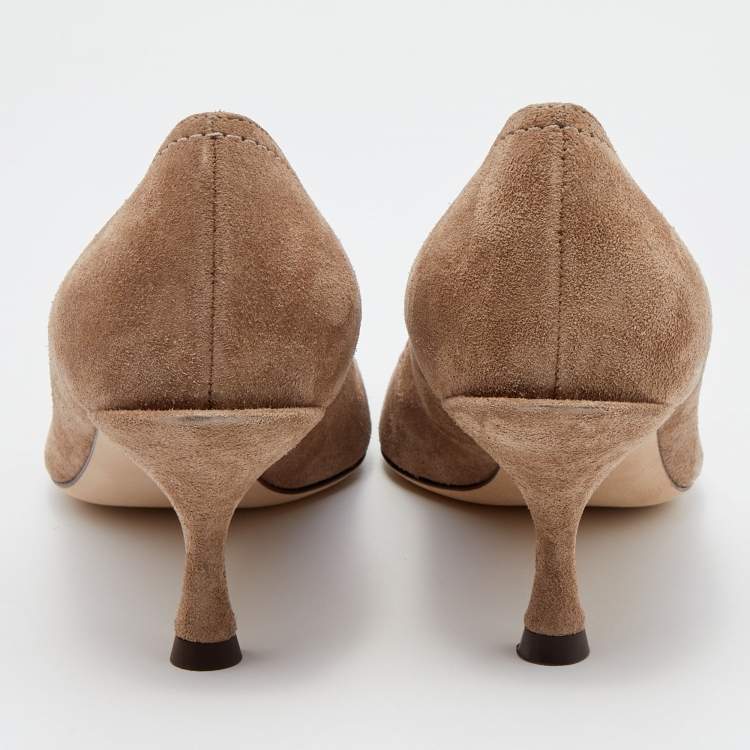 مملوكة مسبقًا Dolce & Gabbana Light Brown Suede DG Amore Pointed Toe Pumps Size 36