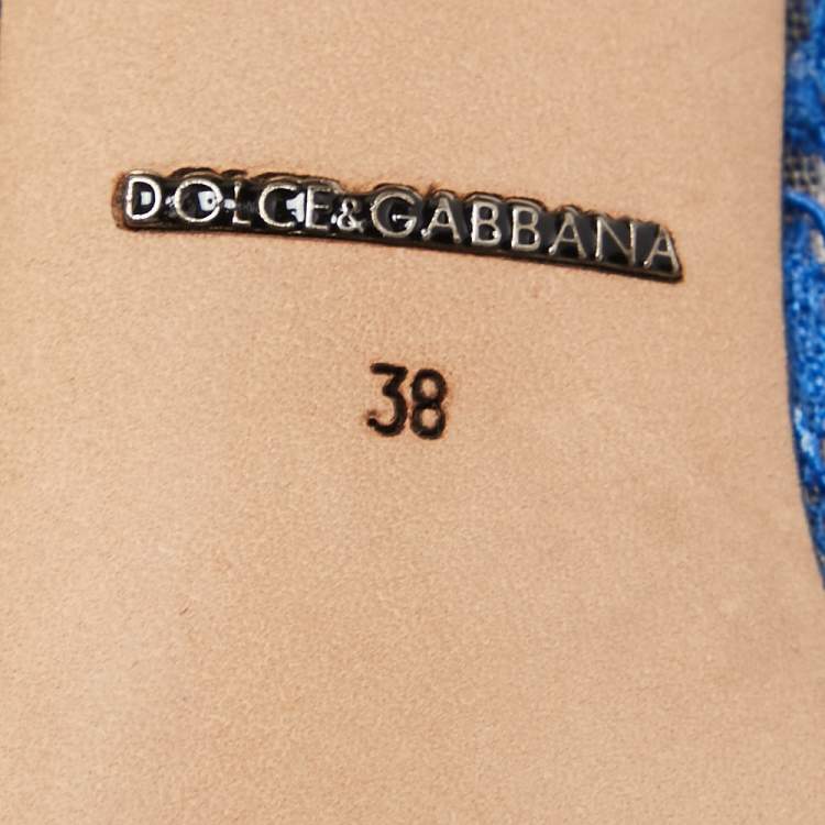 Pre Owned Dolce & Gabbana Blue Lace and Mesh Bellucci Pumps Size 38