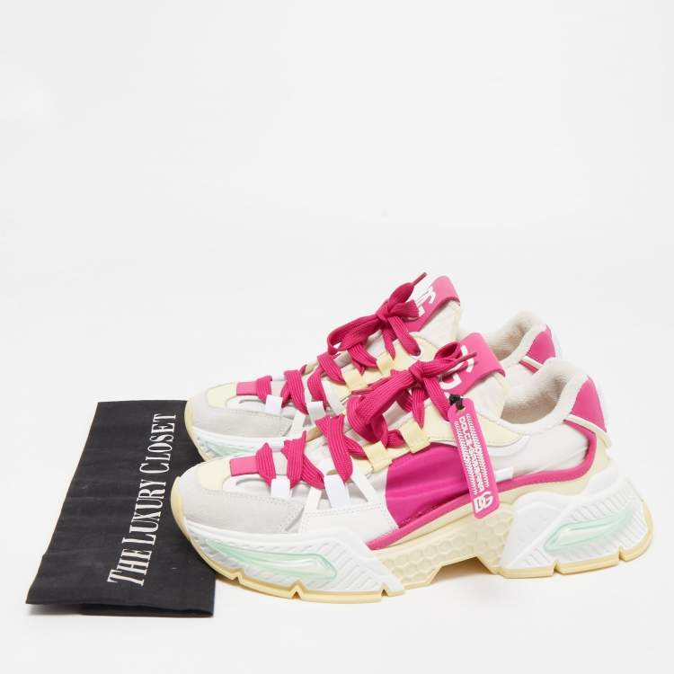 مملوكة مسبقًا Dolce & Gabbana Multicolor Nylon and Suede Low Top Sneakers Size 38