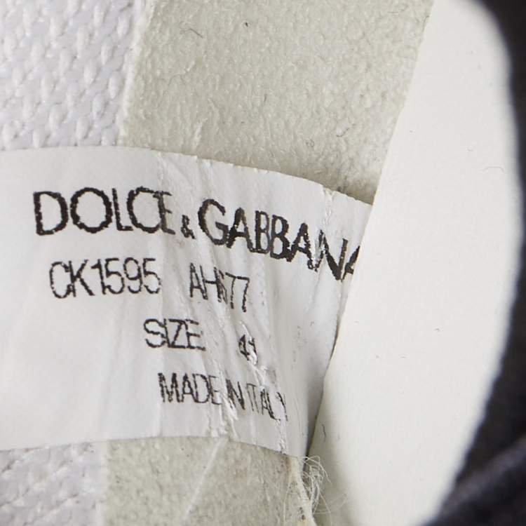 Pre Owned Dolce & Gabbana White/Black Knit Fabric Sorrento Sneakers Size 41