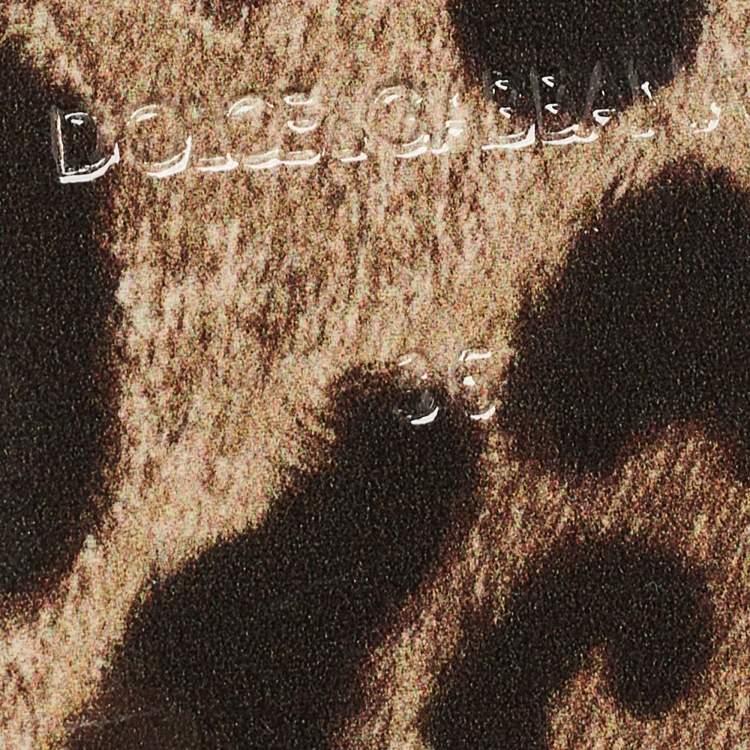 Pre Owned Dolce & Gabbana Brown Canvas Leopard Print Ballet Flats Size 36