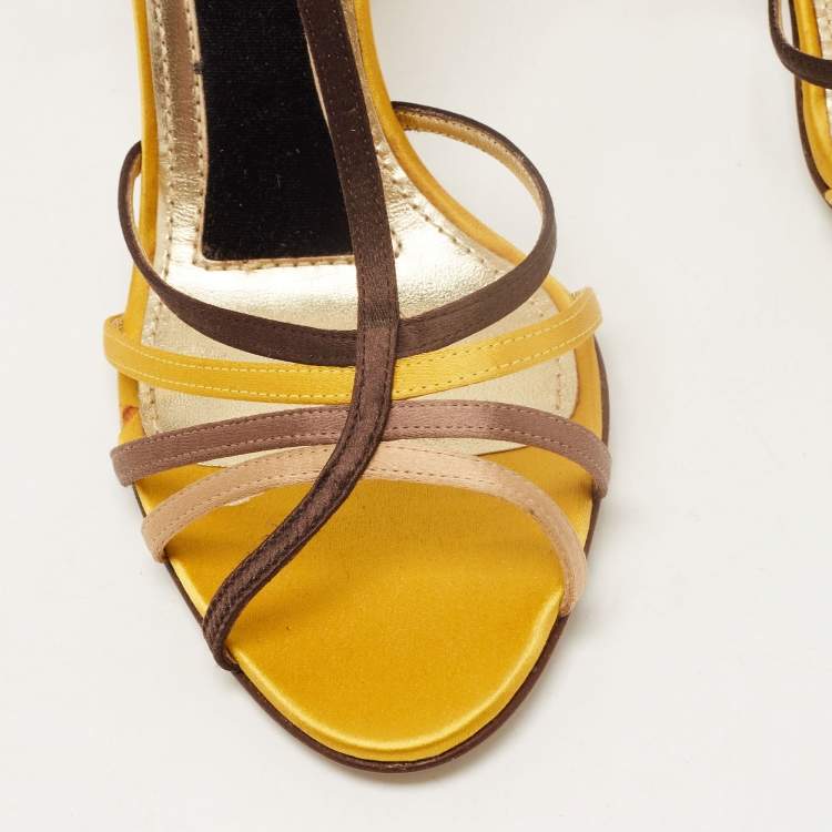 Pre Owned Dolce & Gabbana Multicolor Satin Strappy Sandals Size 41
