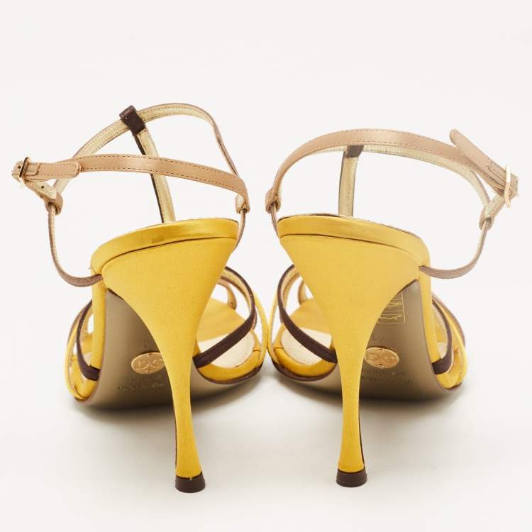 Pre Owned Dolce & Gabbana Multicolor Satin Strappy Sandals Size 41