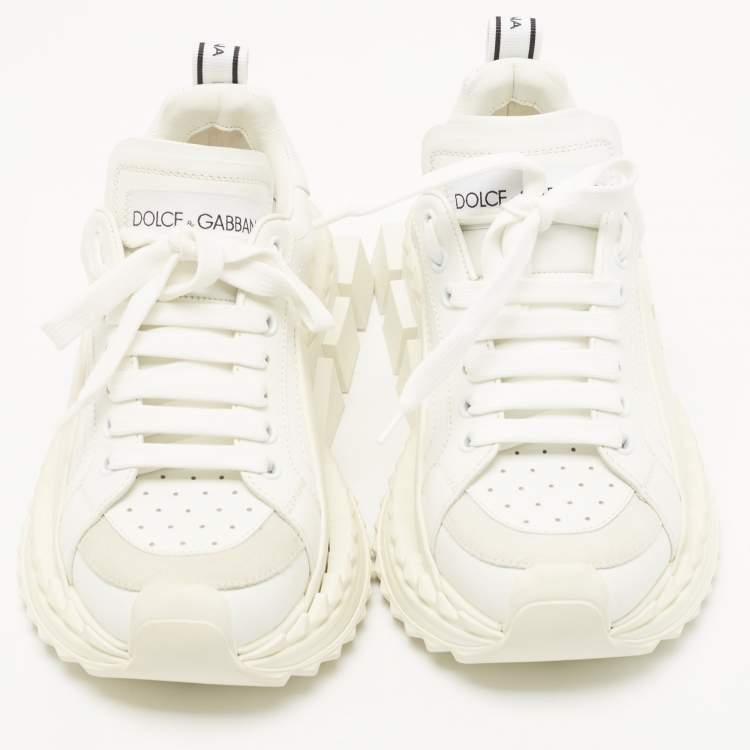Pre Owned Dolce & Gabbana White Leather Super Queen Low Top Sneakers Size 37