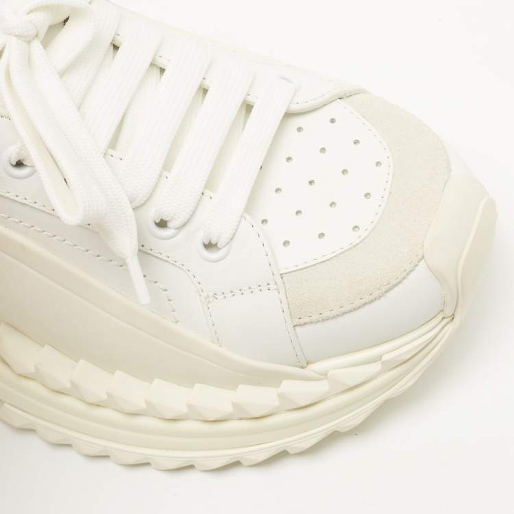 Pre Owned Dolce & Gabbana White Leather Super Queen Low Top Sneakers Size 37