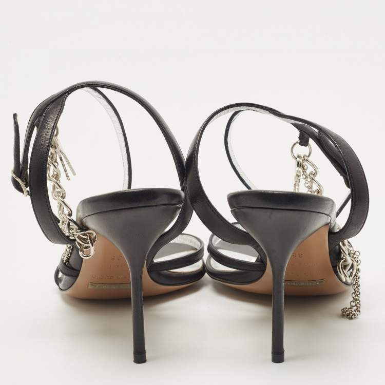 Pre Owned Dolce & Gabbana Black Leather Strappy Sandals Size 38