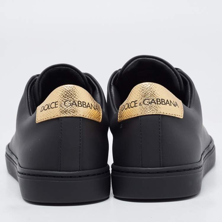 Pre Owned Dolce & Gabbana Black Leather Portofino Low Top Sneakers Size 37.5 