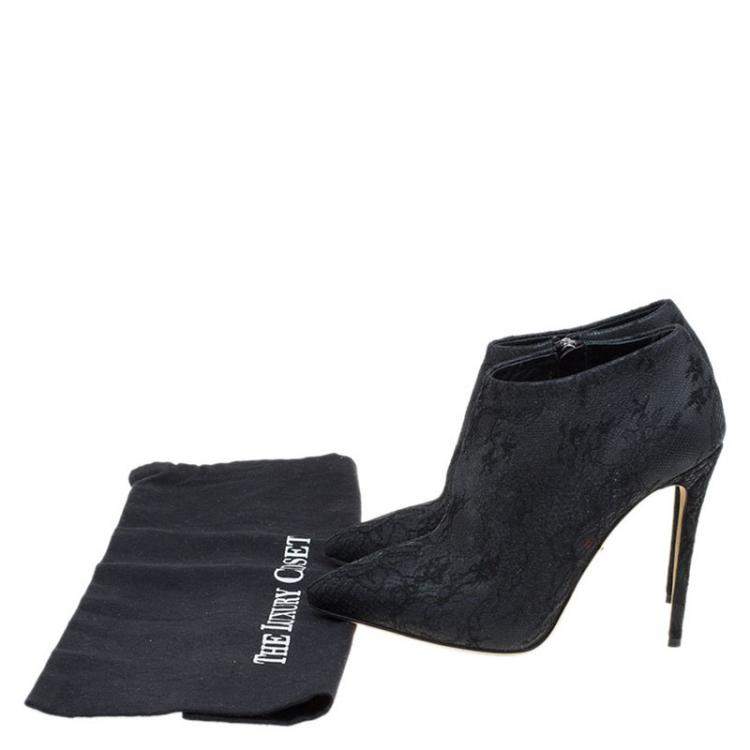 Pre Owned Dolce & Gabbana Black Lace Ankle Boots Size 36