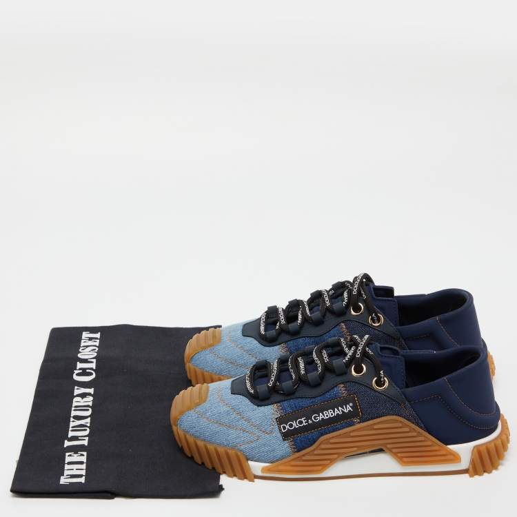Pre Owned Dolce & Gabbana Two Tone Denim and Neoprene NS1 Sneakers Size 38   