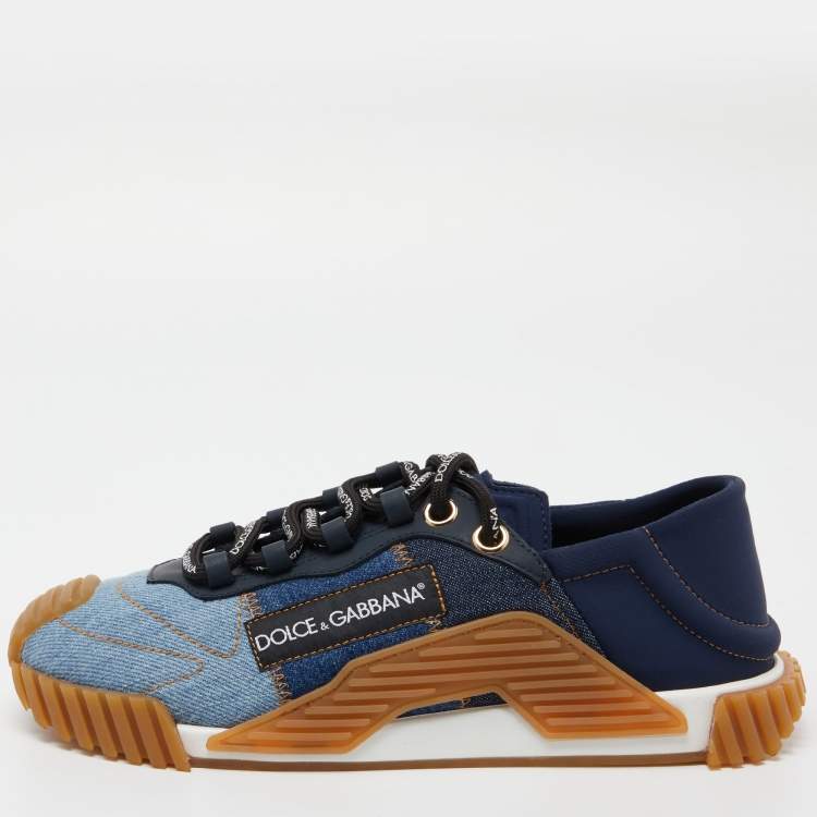 Pre Owned Dolce & Gabbana Two Tone Denim and Neoprene NS1 Sneakers Size 38   