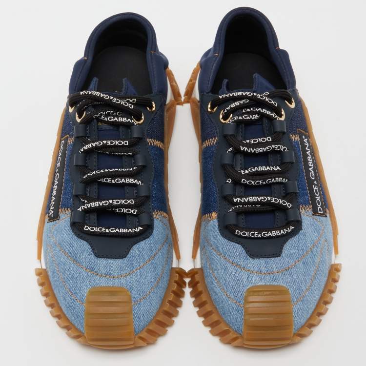Pre Owned Dolce & Gabbana Two Tone Denim and Neoprene NS1 Sneakers Size 38   