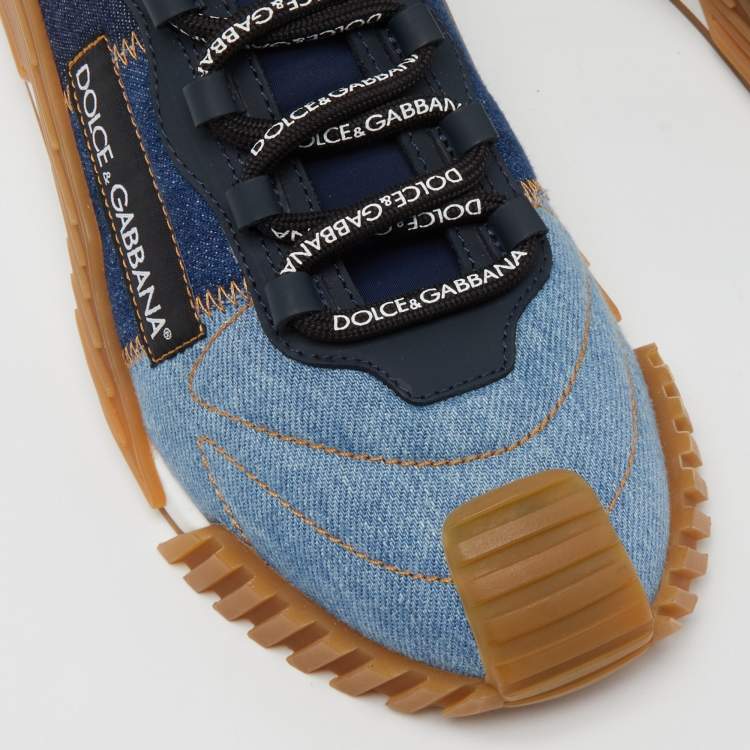 Pre Owned Dolce & Gabbana Two Tone Denim and Neoprene NS1 Sneakers Size 38   