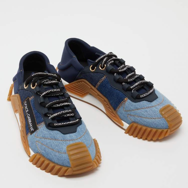 Pre Owned Dolce & Gabbana Two Tone Denim and Neoprene NS1 Sneakers Size 38   