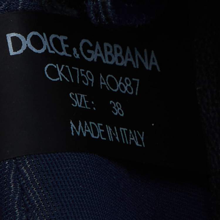 Pre Owned Dolce & Gabbana Two Tone Denim and Neoprene NS1 Sneakers Size 38   