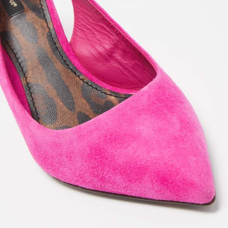 Pre Owned Dolce & Gabbana Pink Suede Slingback Pointed Toe Pumps Size 40