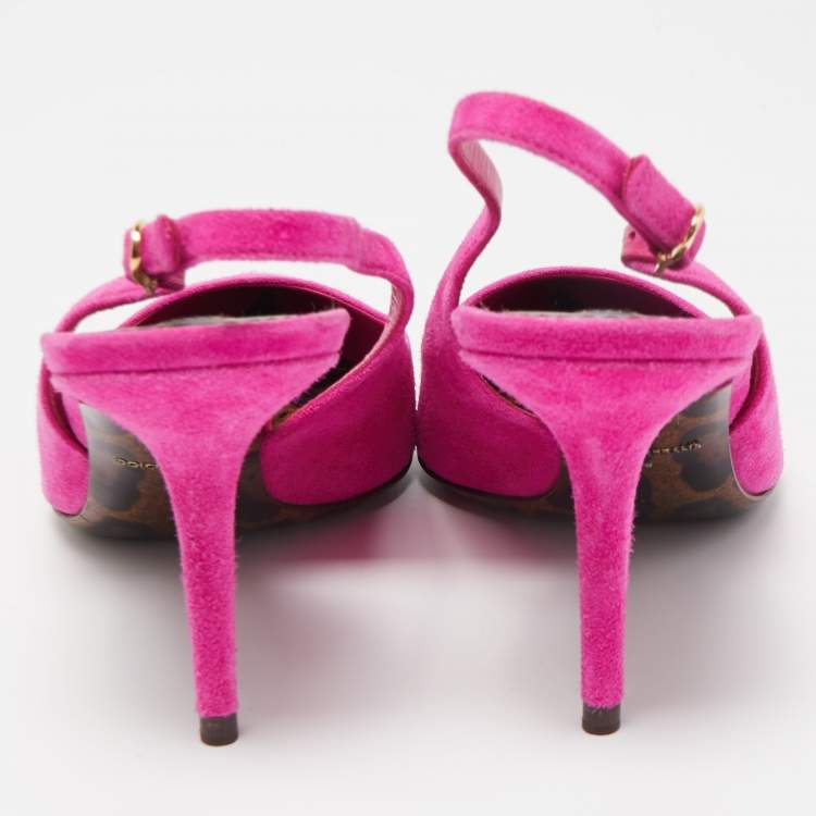 Pre Owned Dolce & Gabbana Pink Suede Slingback Pointed Toe Pumps Size 40