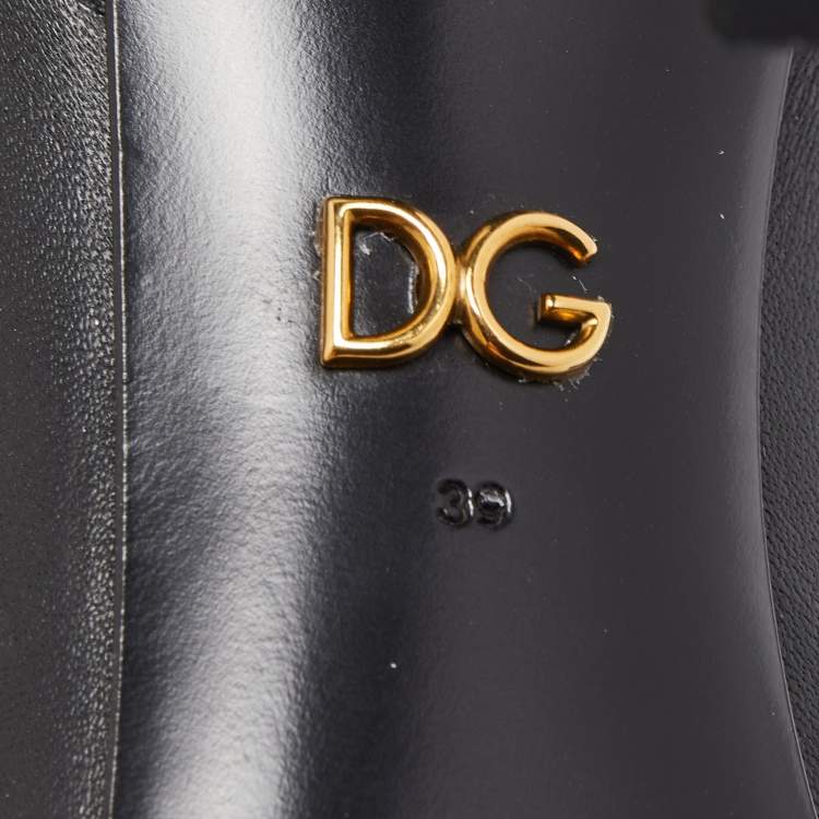 Pre Owned Dolce & Gabbana Black Leather Devotion Embellished Pointed Toe Pumps Size 39