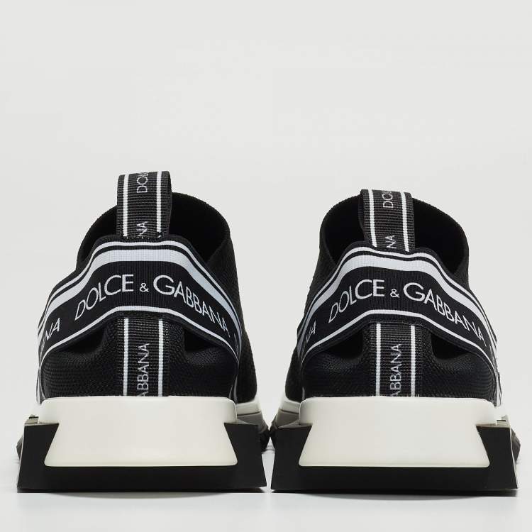 Pre Owned Dolce & Gabbana Black/White Fabric Sorrento Slip On Sneakers Size 41