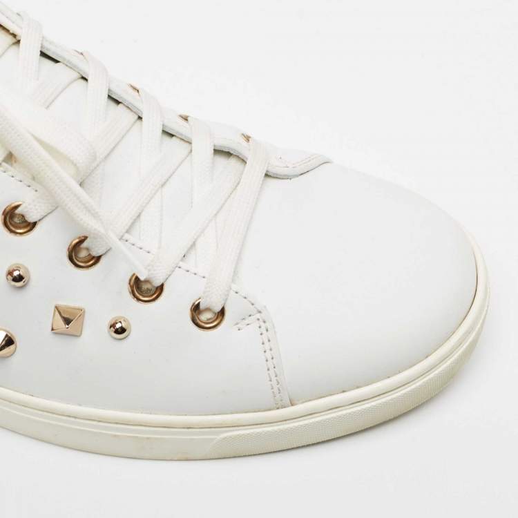 Pre Owned Dolce & Gabbana White Leather Embellished Portofino Sneakers Size 39
