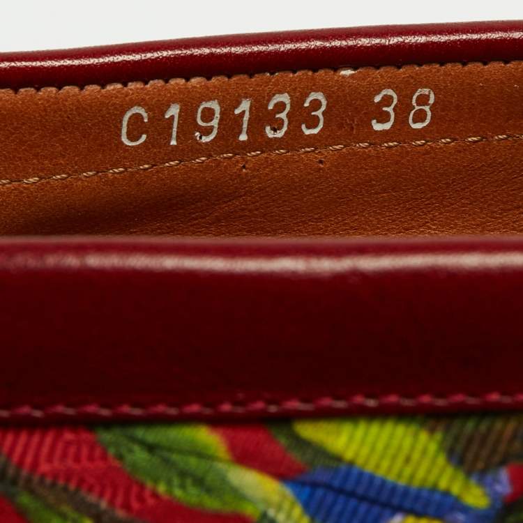 Pre Owned Dolce & Gabbana Multicolor Brocade Fabric and Leather Crystal Embellished Loafers Size 38