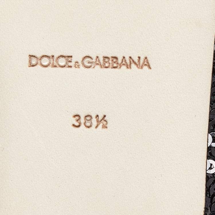 مملوكة مسبقًا Dolce & Gabbana Black Sequins Crystal Embellished Ballet Flats Size 38.5