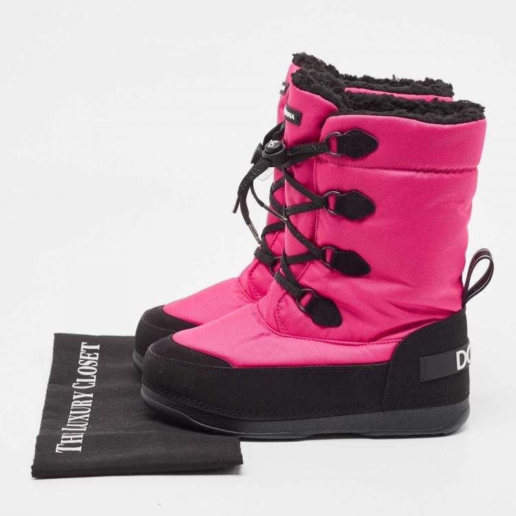 Pre Owned Dolce & Gabbana Pink Nylon Snow Boots Size 35/36